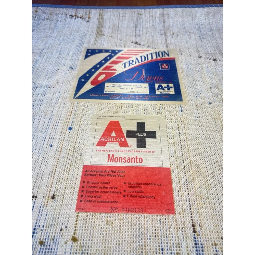 MONSANTO VINTAGE PATRIOTIC BICENTENNIAL EAGLE RUG CARPET 1976 36x27